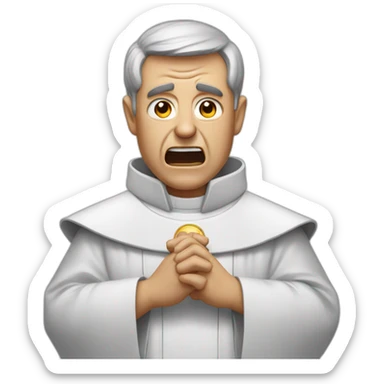 a priest that looks angry and shouting sticker