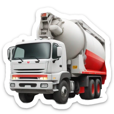 White concrete truck with “rapidmix” in red writing sticker
