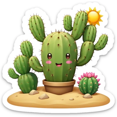 cute kawaii cactus desert landscape  sticker