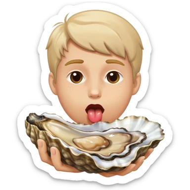 White Person licking an oyster  sticker