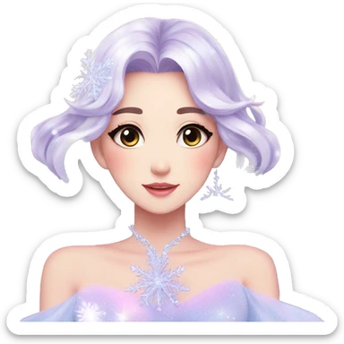 Gorgeous Beautiful Anime-Pastel-Lady with crystals and snowflakes and glitters aesthetic sticker