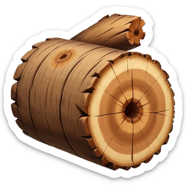 thick wood log with cut ends visible sticker