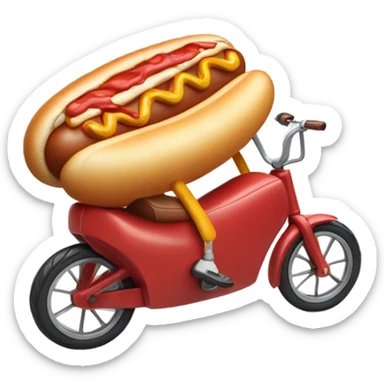 A hotdog riding a bicycle sticker