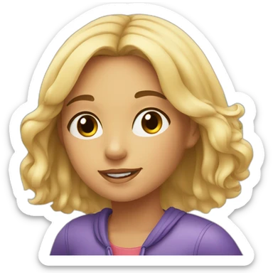 a blonde girl with brown eyes on the beach with a lobster sticker