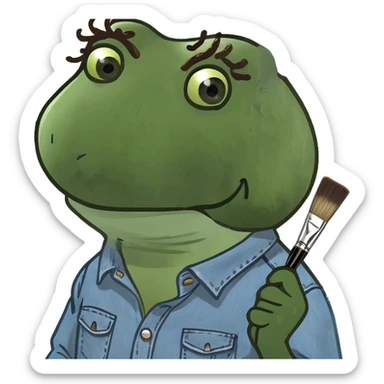 in a bob ross costume sticker