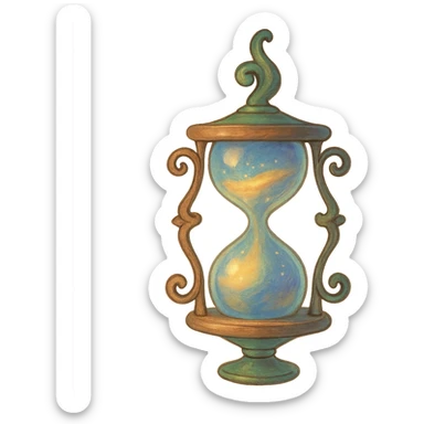 magical hourglass, dreamy lighting, soft painterly textures, whimsical and enchanting, no background sticker