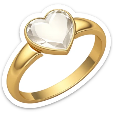 Gold ring band. Stone is white heart with no gold around it sticker