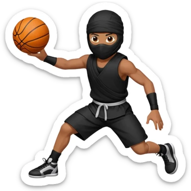 Black ninja playing basketball  sticker