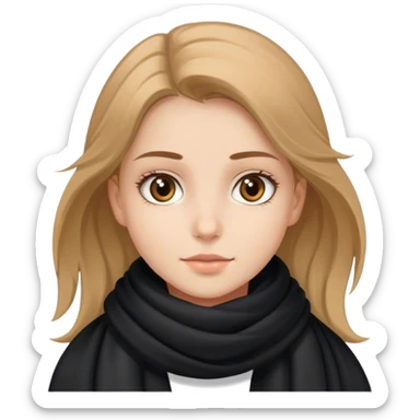 A veiled girl with fair skin, a black scarf, and light brown eyes. sticker