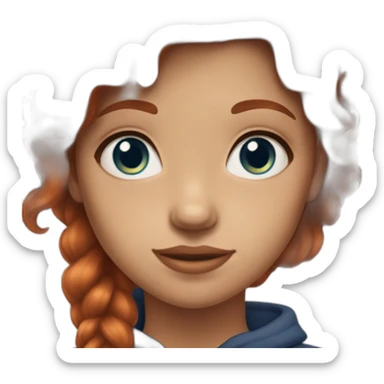 auburn hair colored girl with blue-hazel eyes sticker