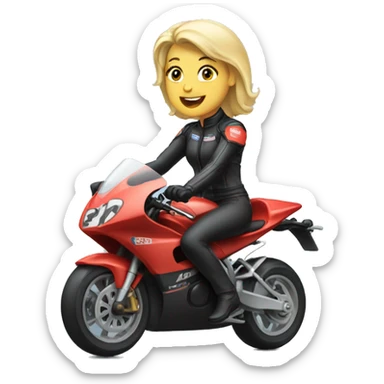 Blonde woman riding racing motorcycle sticker
