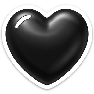 Apple-style 3D emoji of a shiny black heart, smooth and glossy surface, simple and elegant design, no background. sticker