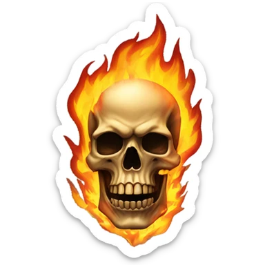  Huge on fire skull sticker