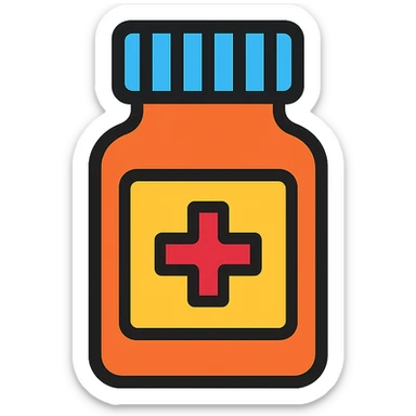 A medicine bottle emoji in lineal color icon style. sticker