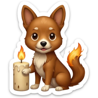 dog holding a lit aromatic candle in hand sticker