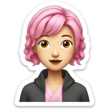 japanese woman with pink hair sticker