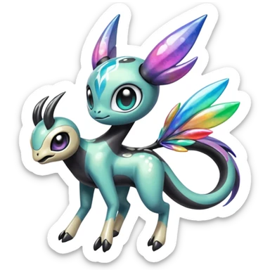 Colorful Shiny Edgy Cool Badass Painted Splashed Exotic Meloetta-Palkia-Venom-Stitch-Fakémon-creature-hybrid sticker