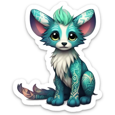 cute Kawaii edgy ethereal shy epic fantasy animal fursona Fionbri creature by griffsnuff & LiLaiRa & Falvie with exotic colors with intricate patterns full body sticker