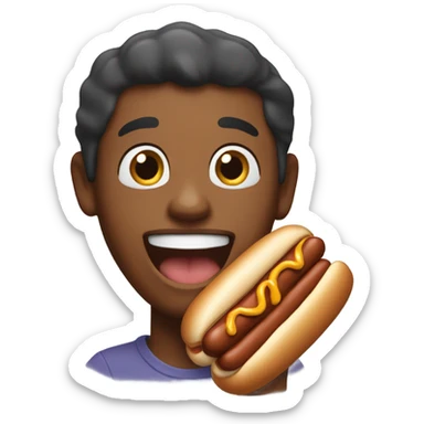 brown skin emoji eating hotdog weiner  sticker