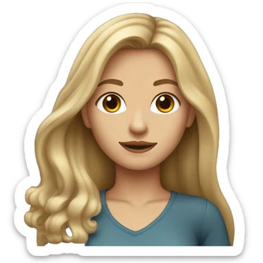 long dirty blonde hair, brown eyes, caucasian lady sticker