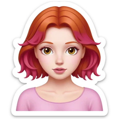 Really pretty redhead wearing pink sticker