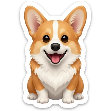 The corgi sits frontally with its mouth open. sticker