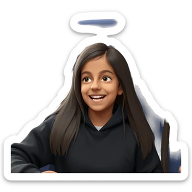 smiling girl in hoodie meme sticker
