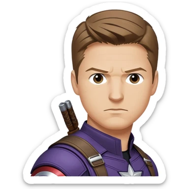 hawkeye clint barton portrait marvel, brown hair from captain america: civil war sticker