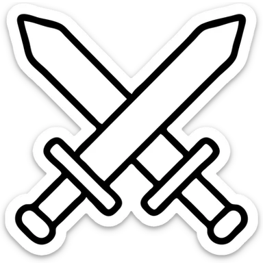 two crossed swords, iconic style sticker