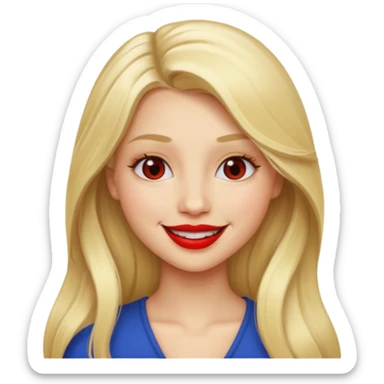 Long hair blonde girl red l;ipstick  sticker