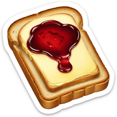 a slice of bread with butter and jam sticker