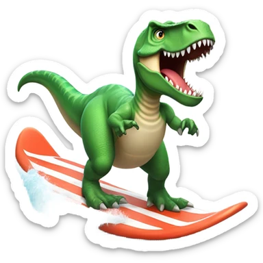 Dinosaur surfing sticker