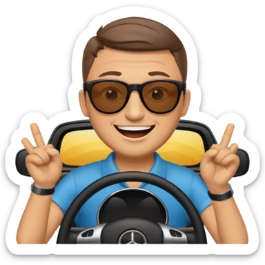 Tim Robinson with sunglasses, driving and singing sticker