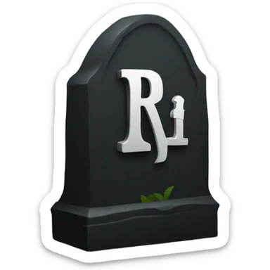 a black grave with the letters RIP sticker