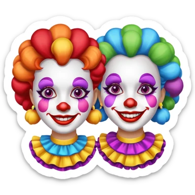 two female clowns sticker