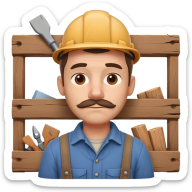rustic carpenter portrait, head and shoulders only, wood dust on shoulders, rolled-up shirt collar, calm craftsman expression, warm workshop vibe, 3D cartoon, mobile game icon style, clean background, no text, no watermark
 sticker
