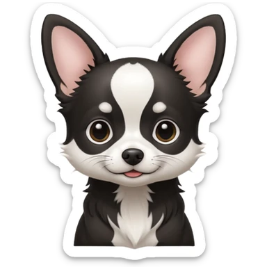 A black and white chihuahua emoji please witha white line on the center of head sticker