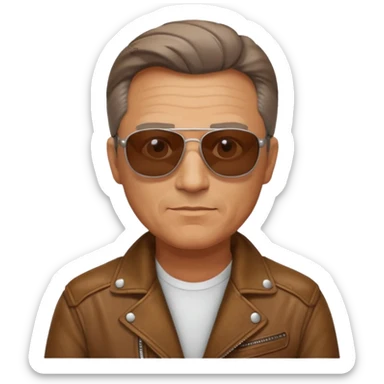 Biker Gang with Sunglasses, Middle-age man, brown jacket, sunglasses sticker