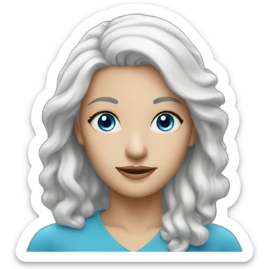 white hair woman with blue eyes sticker