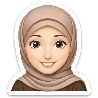 cute hijabi with white skin, brown eyes, flowy hijab sticker