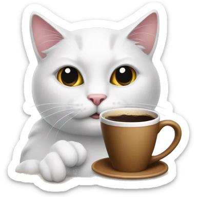 Cat with coffee And shothun sticker