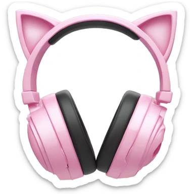 light pink cat ear gaming headphones sticker