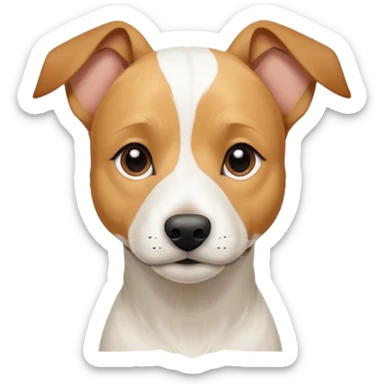 a full body facing front on of a buff white parson russell terrier looking dog the size of a kelpie with light brown long ears resting on its face and a light brown patch above one eye and a large snout. the rest of the dog is completely white.  sticker