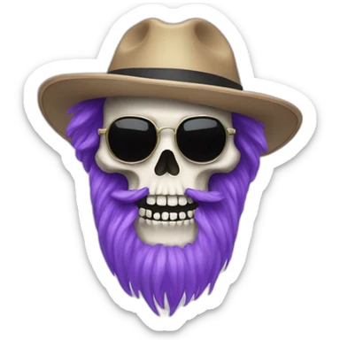 purple skeleton beard dj sticker