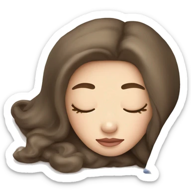 sleeping beauty brunette white girl with a silk pillow sticker