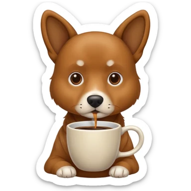 Dog with a cup of coffee sticker
