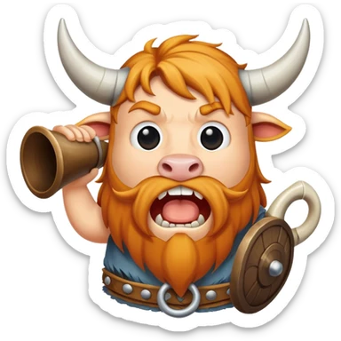Grito de guerra vikingo con cuerno de vaca sticker