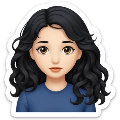 Beautiful girl,Black hair,wavy hair，long hair,Black eyes  sticker