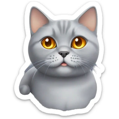 Grey British shorthair cat with big orange eyes looking adorable sticker