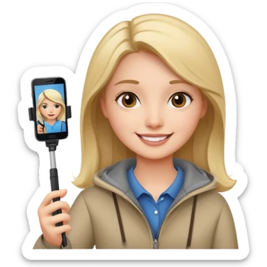 girl with phone selfie stick sticker
